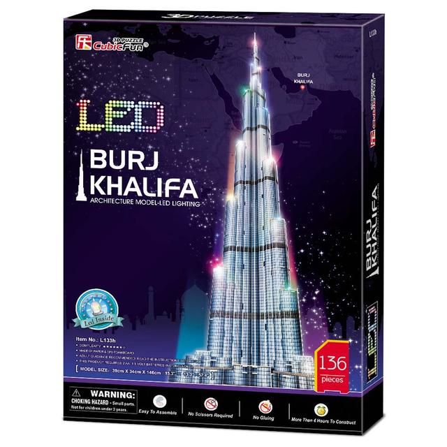 بزل 3D على شكل برج خليفة 136 قطعة مع إضاءة LED CubicFun 3D Puzzle LED Burj Khalifa - SW1hZ2U6Njk0MjU0