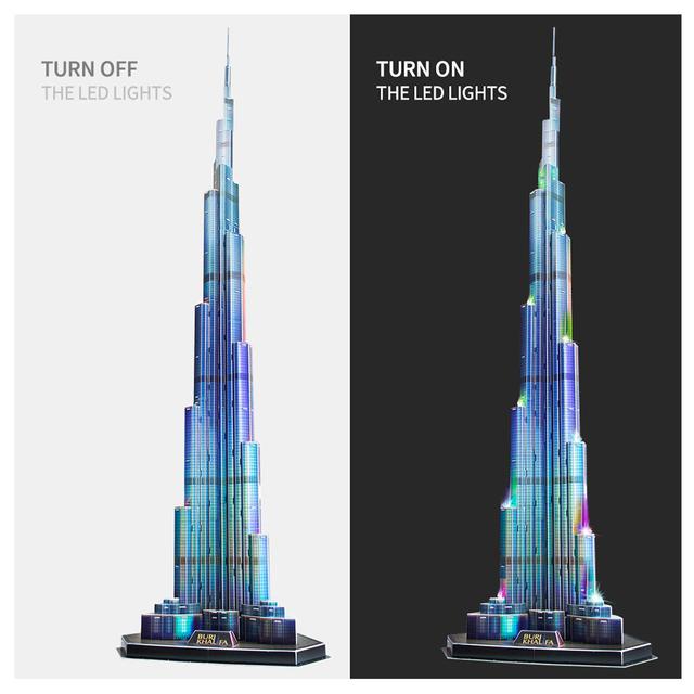 بزل 3D على شكل برج خليفة 136 قطعة مع إضاءة LED CubicFun 3D Puzzle LED Burj Khalifa - SW1hZ2U6Njk0MjU4
