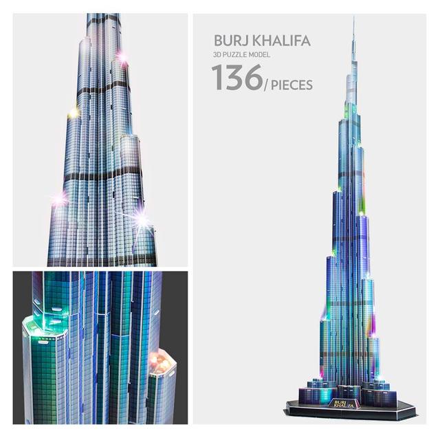 بزل 3D على شكل برج خليفة 136 قطعة مع إضاءة LED CubicFun 3D Puzzle LED Burj Khalifa - SW1hZ2U6Njk0MjYy