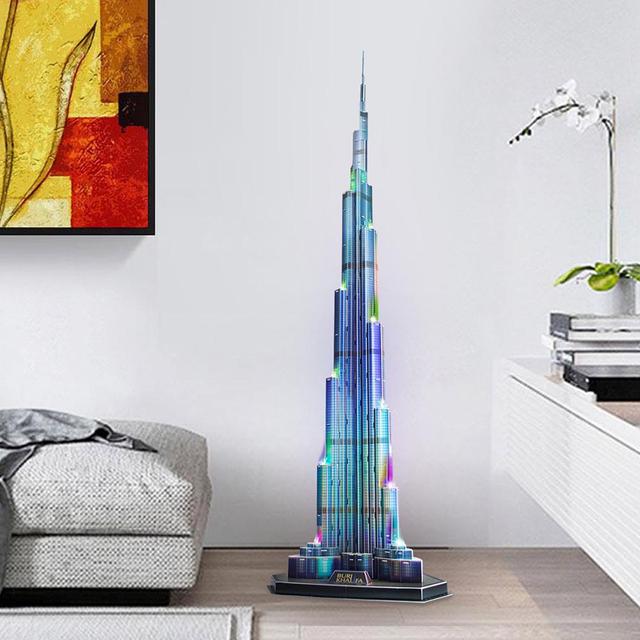 بزل 3D على شكل برج خليفة 136 قطعة مع إضاءة LED CubicFun 3D Puzzle LED Burj Khalifa - SW1hZ2U6Njk0MjY0