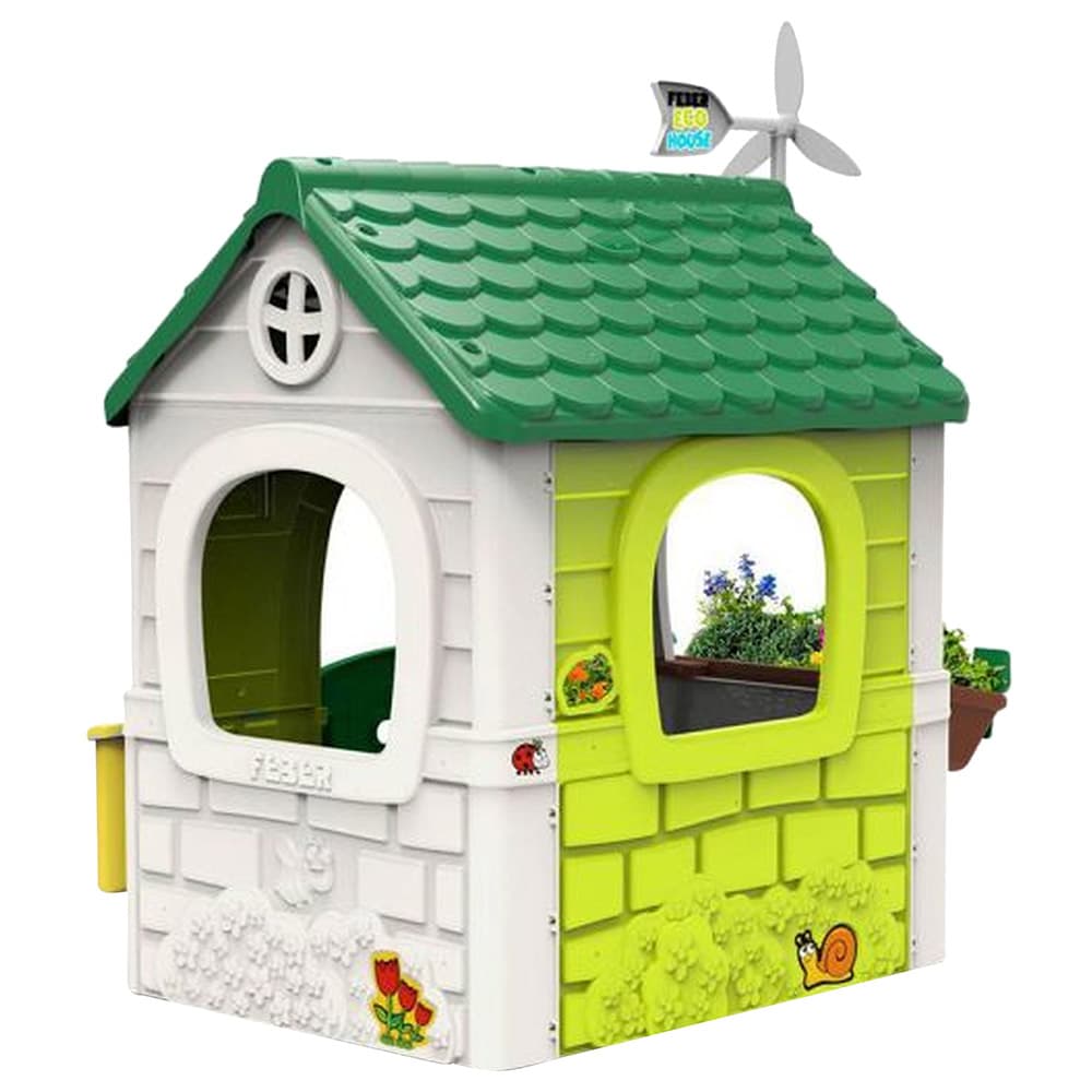 بيت اطفال بلاستيك أبيض وأخضر فيبير Feber White And Green Eco Playhouse