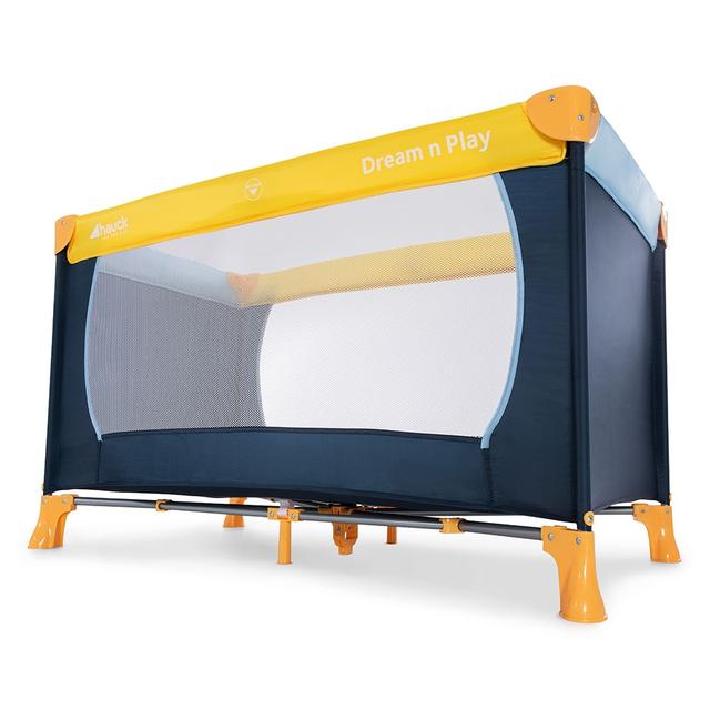 سرير اطفال سفري بنوافذ شبكية كحلي و أصفر من هوك Hauck Dream'N Play Travel Cot Yellow/Blue/Navy - SW1hZ2U6Njk3ODg3
