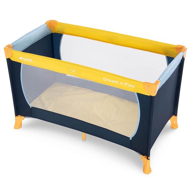 سرير اطفال سفري بنوافذ شبكية كحلي و أصفر من هوك Hauck Dream'N Play Travel Cot Yellow/Blue/Navy - SW1hZ2U6Njk3ODg5