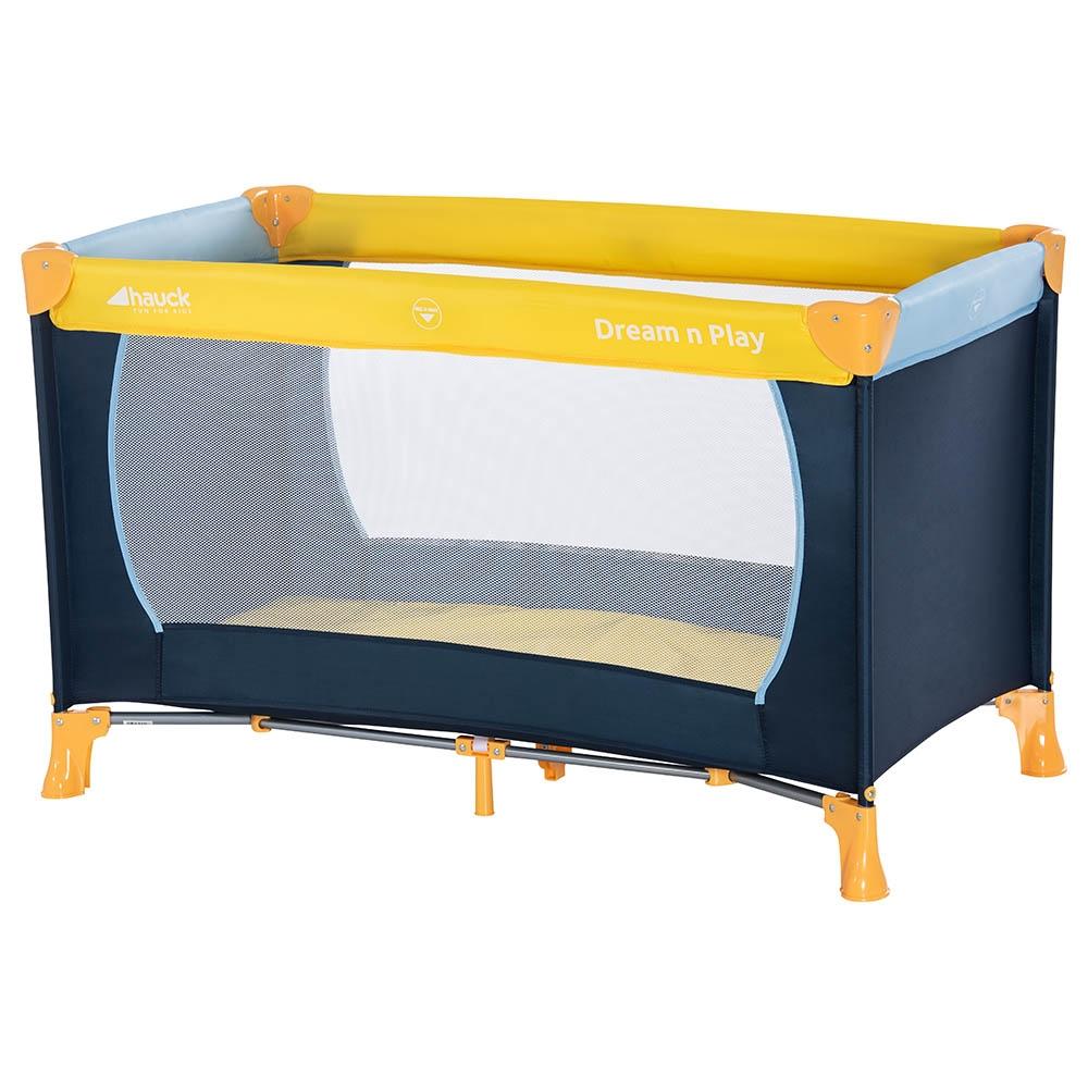 سرير اطفال سفري بنوافذ شبكية كحلي و أصفر من هوك Hauck Dream'N Play Travel Cot Yellow/Blue/Navy
