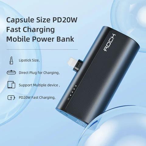 باور بانك محمول للآيفون Rock Lightning P82 Power Bank for iPhone سعة 4800 مللي أمبير - SW1hZ2U6Njg3MTg1