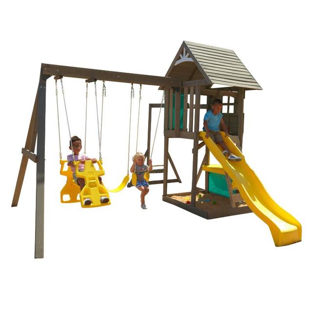 ألعاب خارجية للأطفال كيد كرافت Kidkraft Hampton Wooden Swing Set - SW1hZ2U6Njk5OTg5