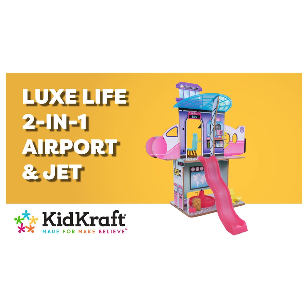لعبة الطيارة للأطفال كيد كرافت Kidkraft Luxe Life 2-in-1 Doll Airport & Jet