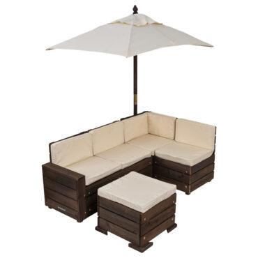 طاولة وكراسي للأطفال كيد كرافت Kidkraft Outdoor Sectional Ottoman & Umbrella Set - 1}