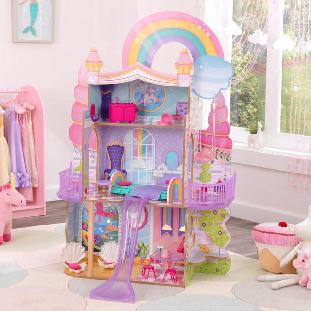 منزل اللعب للأطفال كيد كرافت Kidkraft Rainbow Dreamers Unicorn Mermaid Dollhouse - SW1hZ2U6Njk5MzUz