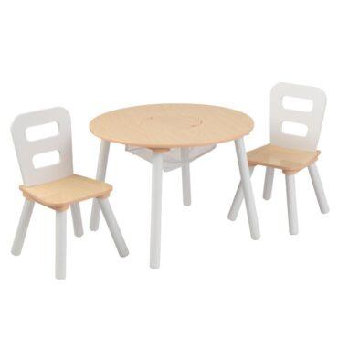 طاولة وكراسي الأطفال كيد كرافت Kidkraft Round Storage Table & 2 Chair - 3}