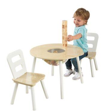 طاولة وكراسي الأطفال كيد كرافت Kidkraft Round Storage Table & 2 Chair - 1}