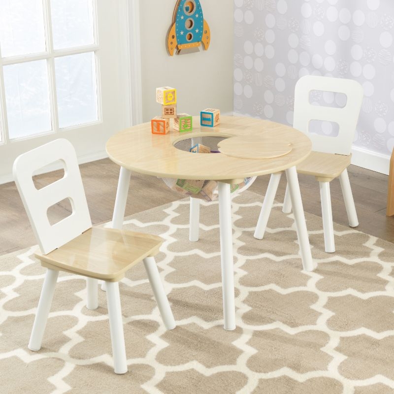 طاولة وكراسي الأطفال كيد كرافت Kidkraft Round Storage Table & 2 Chair - 5}