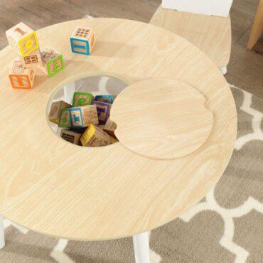 طاولة وكراسي الأطفال كيد كرافت Kidkraft Round Storage Table & 2 Chair - 7}