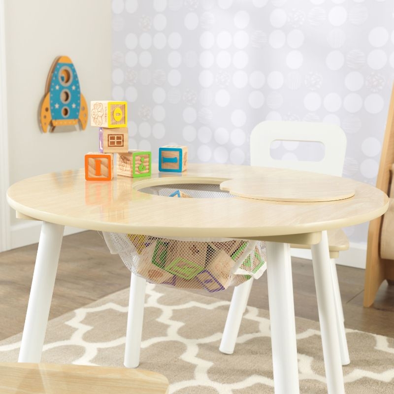 طاولة وكراسي الأطفال كيد كرافت Kidkraft Round Storage Table & 2 Chair - 9}