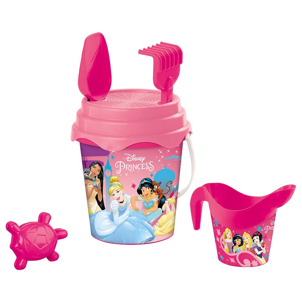 مجموعة ألعاب الشاطئ للاطفال 5 قطع 17 سم - أميرات ديزني Princess Deluxe Bucket - Mondo