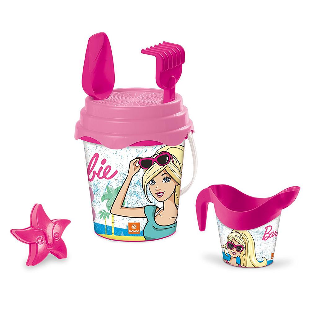 مجموعة ألعاب الشاطئ للاطفال 5 قطع 17 سم - باربي Barbie Bucket - Mondo