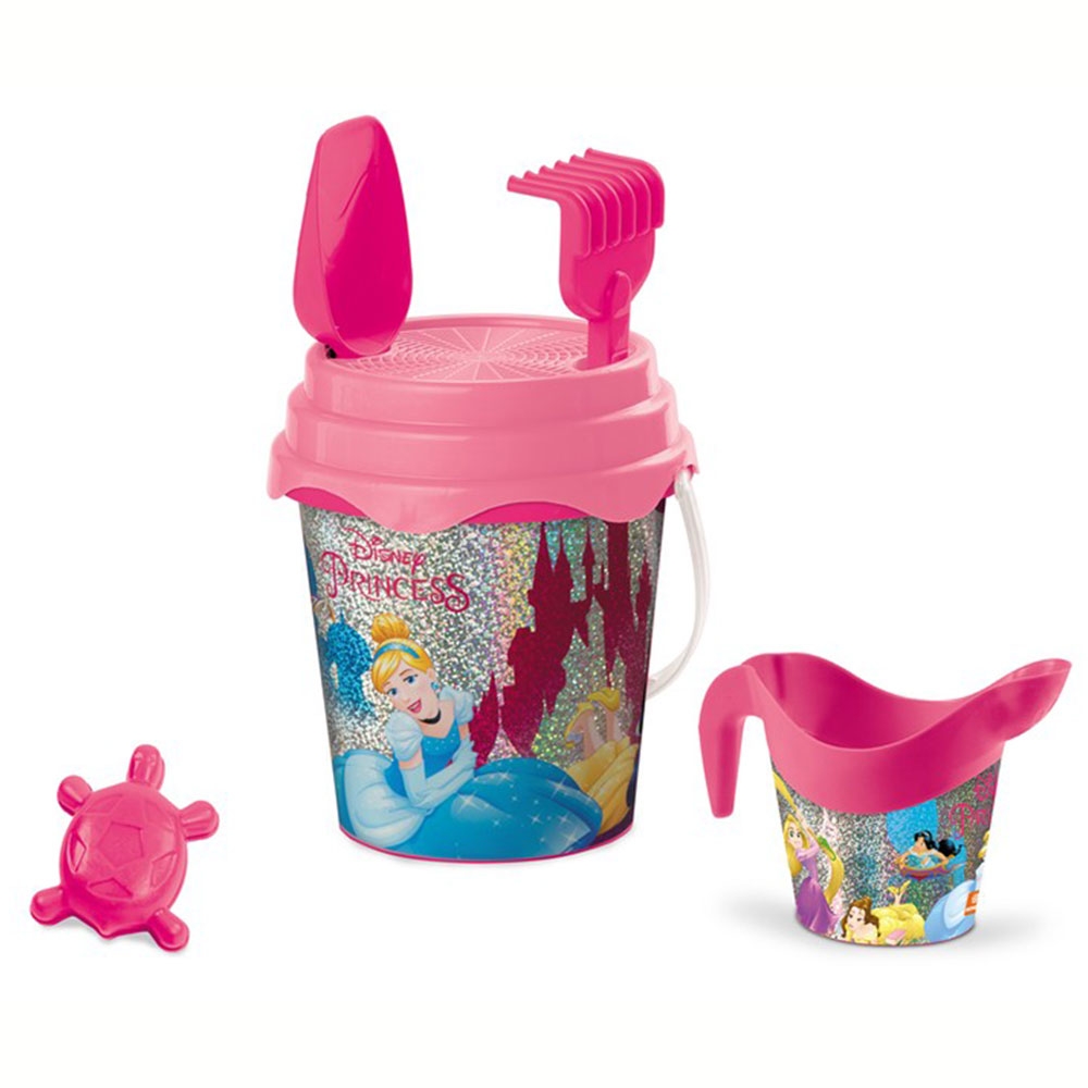 مجموعة ألعاب الشاطئ للاطفال 4 قطع 17 سم - أميرات ديزني Bucket Glitter Princess - Mondo