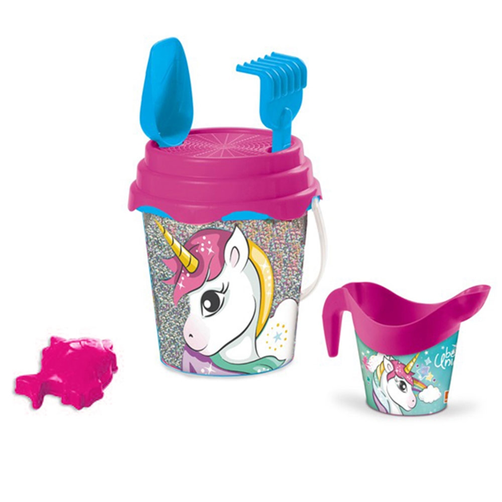 مجموعة ألعاب الشاطئ للاطفال 5 قطع - يونيكورن  Bucket Glitter Unicorn - Mondo
