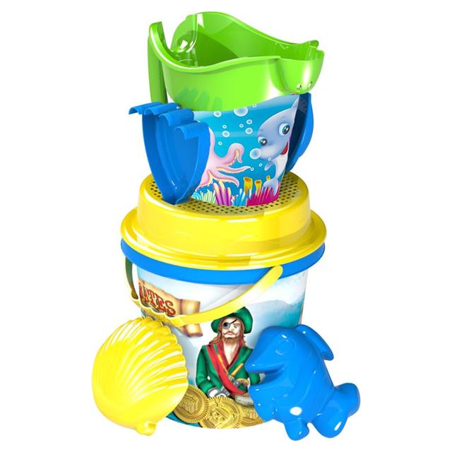 مجموعة ألعاب الشاطئ للاطفال 6 قطع 17 سم Deluxe Bucket Set - Mondo - SW1hZ2U6NjkzOTk5