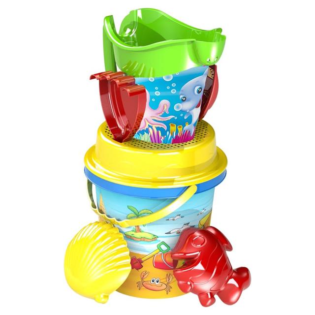 مجموعة ألعاب الشاطئ للاطفال 6 قطع 17 سم Deluxe Bucket Set - Mondo - SW1hZ2U6Njk0MDAz
