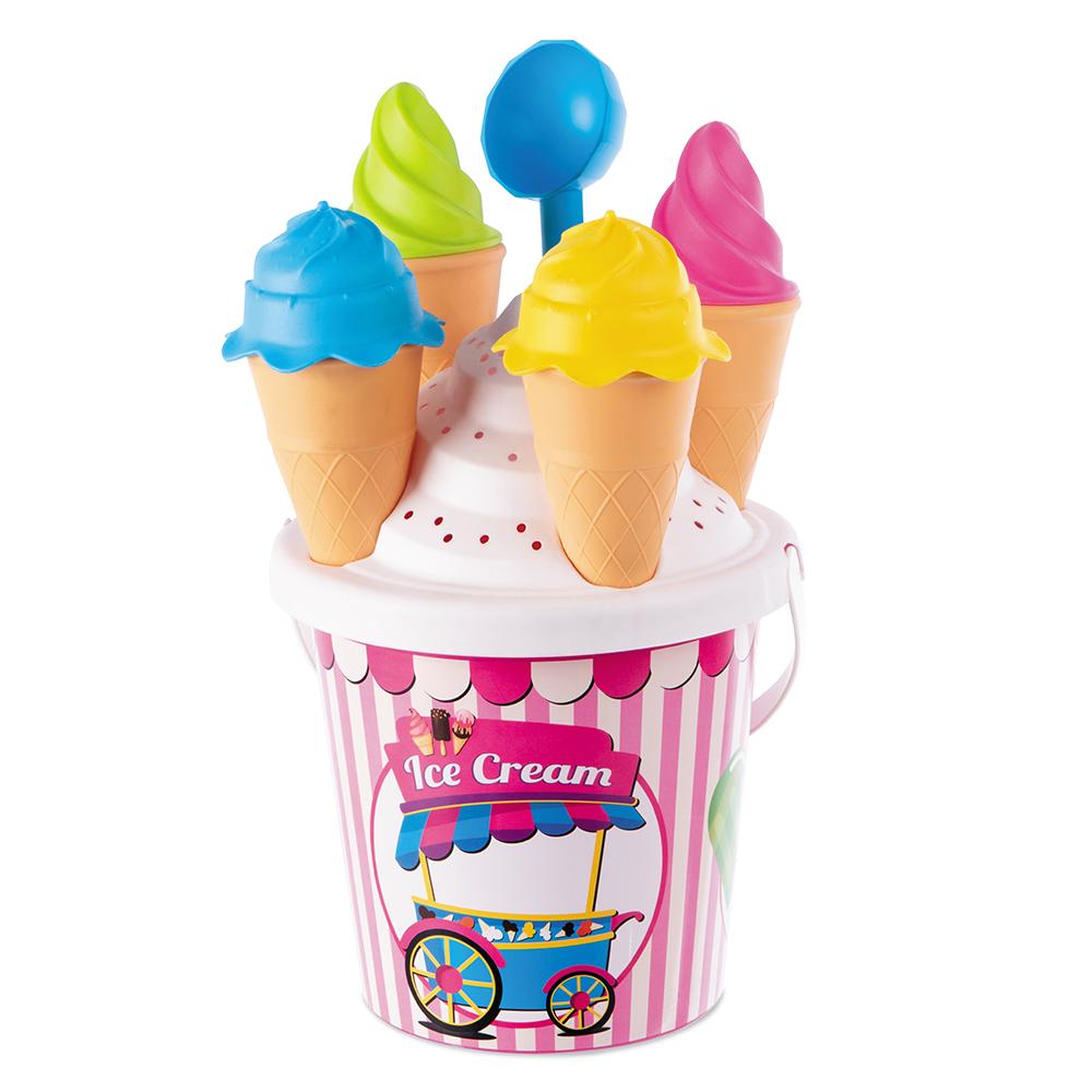 دلو اطفال (مجموعة العاب الشاطئ للاطفال) 17 سم 5 قطع  Ice Cream Bucket Set - Mondo