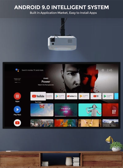 بروجكتر منزلي أندرويد Wownect Mini Android Projector 7000 Lumens Screen With Projector Screen مع شاشة عرض بمقاس 150 بوصة