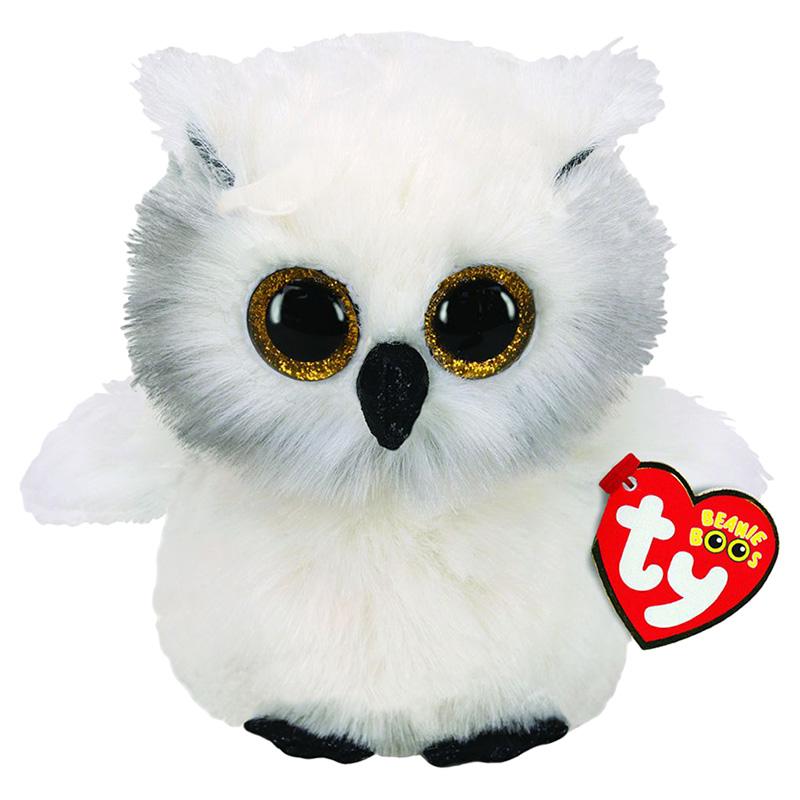 دمية محشوة على شكل بومة لون أبيض بحجم 6 بوصة TY Beanie Boos Owl