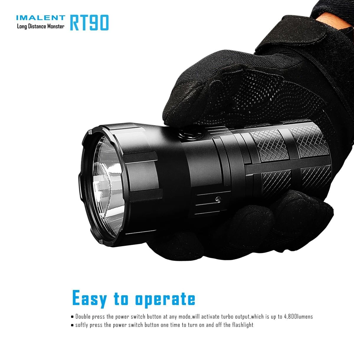كشاف يدوي قابل لإعادة الشحن Imalent RT90 Flashlight بقوة 4800 لومن