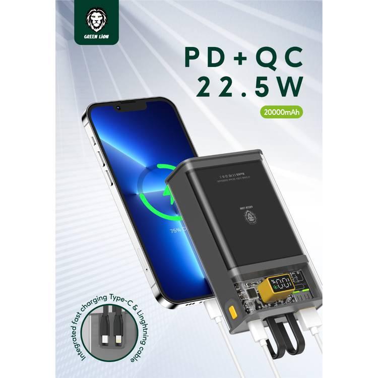 باور بانك جرين سعة 10000 مللي أمبير Green Lion Integrated Transparent Power Bank - cG9zdDo3MDM2NzA=