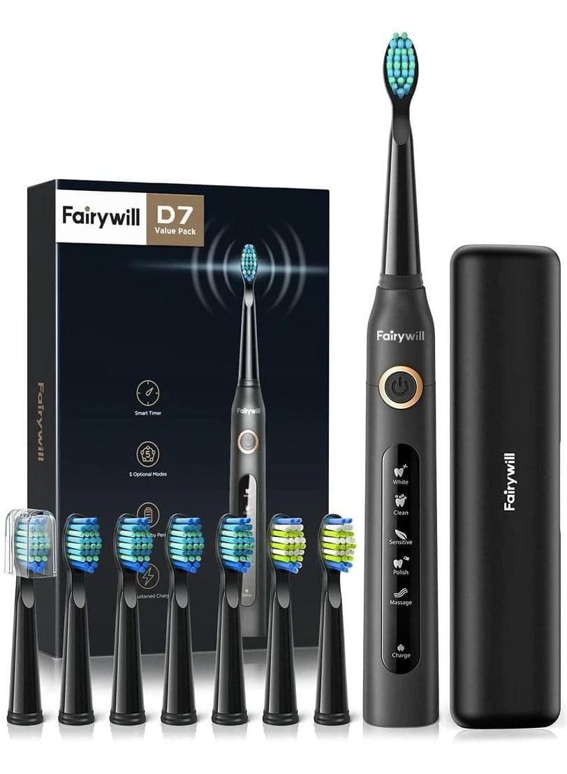فرشاة اسنان كهربائية فيري ويل Fairywill Electric Toothbrush D7 Sonic Oral with 8 heads Case