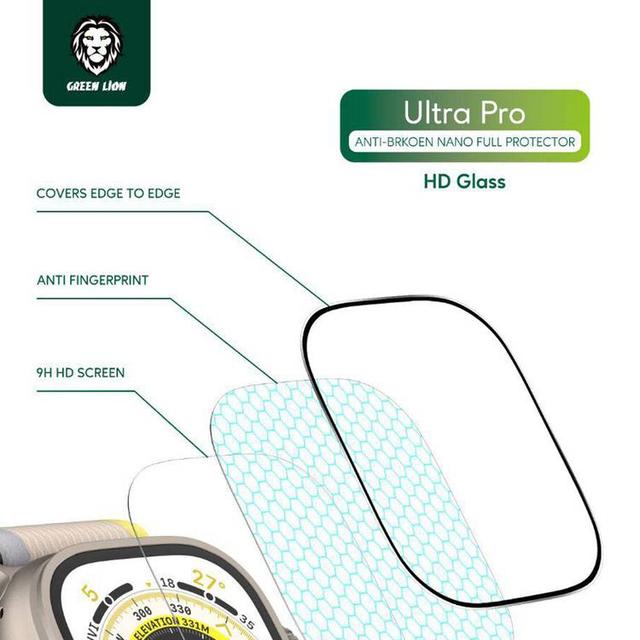 شاشة حماية زجاجية لساعة ابل مقاس 49 ملم Green Lion Ultra Pro Anti-Broken Protection Apple Watch - SW1hZ2U6OTQ2Mjc0