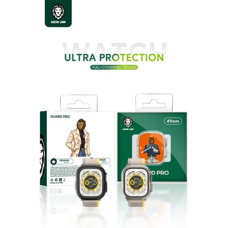 كفر ساعة ابل مع شاشة حماية - شفاف Green Lion Ultra Series Guard Pro Case Apple Watch 49mm