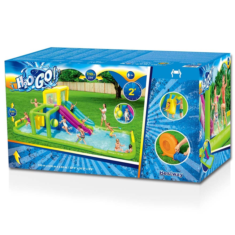 مسبح بيست واي للأطفال مع زحليقة Bestway H2OGO Splash Course Mega Water Park 710 x 310 x 265 cm - 6}