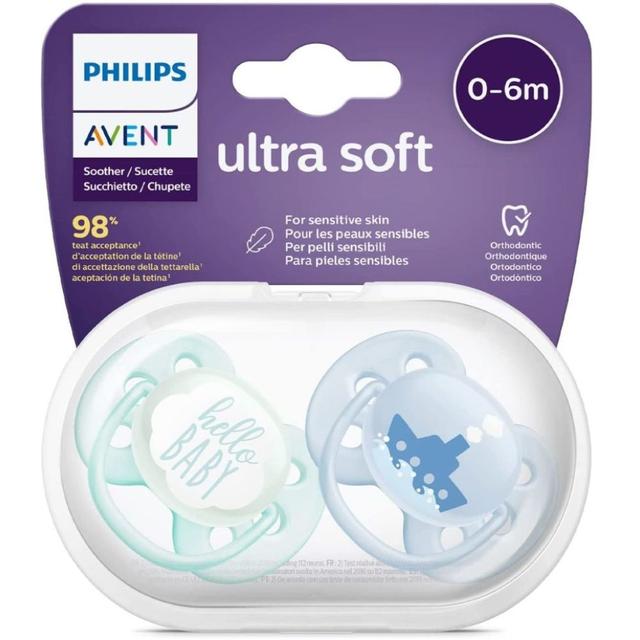 لهاية اطفال فيليبس افنت قطعتين Philips Avent Ultra Soft Soother 0-6M - Pack of 2 - Blue - SW1hZ2U6OTQ0NTAx