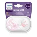 Philips Avent - Ultra Soft Soother 0-6M - Pack of 2 - Pink - SW1hZ2U6OTQ0NDgw