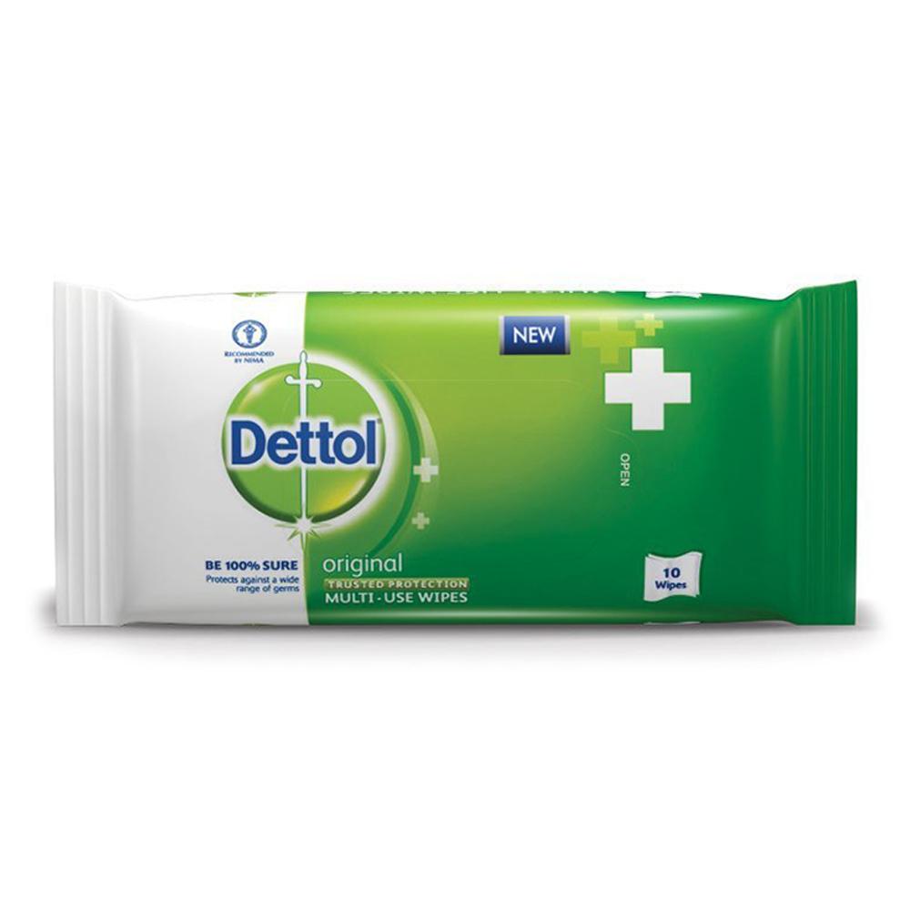 مناديل ديتول مضادة للبكتيريا الاصلية متعددة الاستخدام 10 مناديل ديتول Dettol Anti-Bacterial Multi Use Original Skin