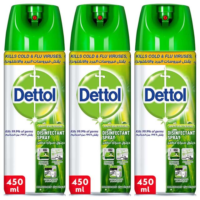 Dettol - Morning Dew Disinfectant Spray - Pack Of 3 - 450 ml - SW1hZ2U6OTI5MDU3