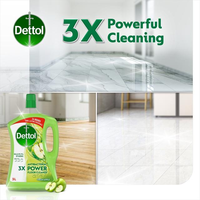 منظف الارضيات مضاد للبكتيريا التفاح الاخضر تنظيف قوي 3 لتر ديتول Dettol Antibacterial Power Floor Cleaner - SW1hZ2U6OTI4ODQ4