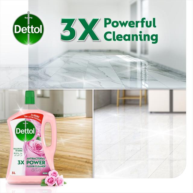 منظف الارضيات مضاد للبكتيريا بالورد تنظيف قوي 3 لتر ديتول Dettol Antibacterial Power Floor Cleaner - SW1hZ2U6OTI4ODkx