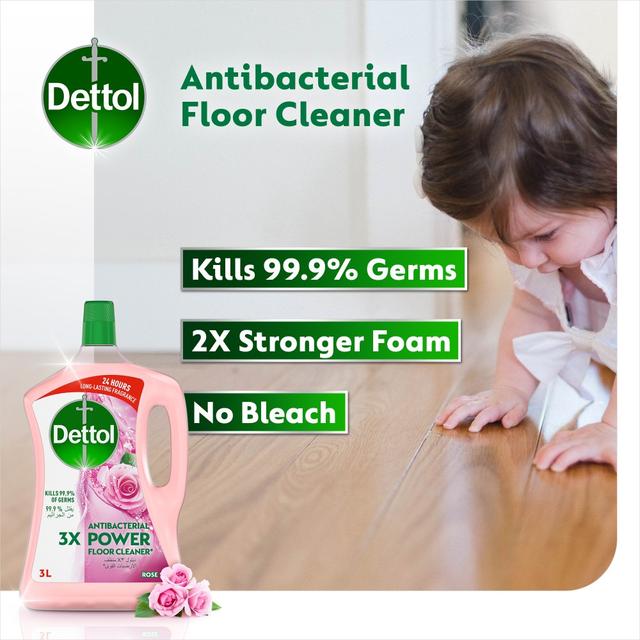 منظف الارضيات مضاد للبكتيريا بالورد تنظيف قوي 3 لتر ديتول Dettol Antibacterial Power Floor Cleaner - SW1hZ2U6OTI4ODkz