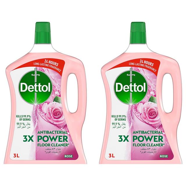 Dettol - Antibacterial Power Floor Cleaner - Rose - Pack of 2 - 3L - SW1hZ2U6OTI5MTg2