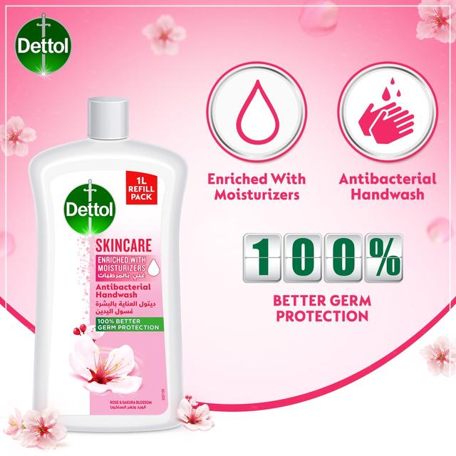 عرض صابون سائل لليدين بالورد وزهرة الساكورا 1 لتر ديتول Dettol Rose & Sakura Blossom Handwash - SW1hZ2U6OTI5MDM3