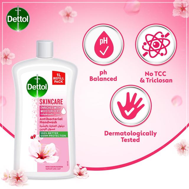 عرض صابون سائل لليدين بالورد وزهرة الساكورا 1 لتر ديتول Dettol Rose & Sakura Blossom Handwash - SW1hZ2U6OTI5MDM5