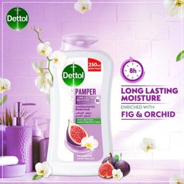 غسول جسم ديتول بالتين والأوركيد 250 مل ديتول Dettol Pamper Showergel Fig & Orchid