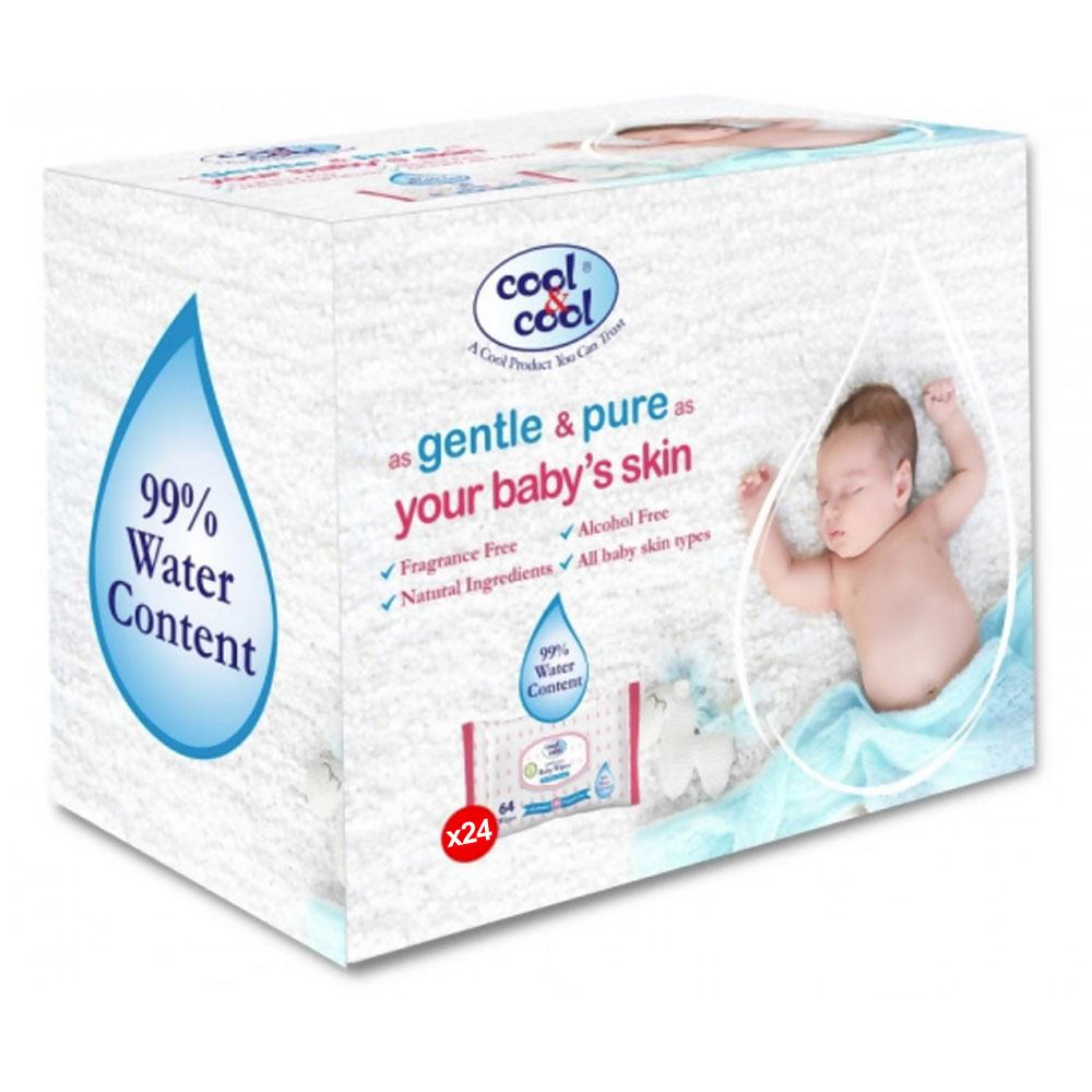 مناديل مبللة للأطفال 64×24 منديل كول اند كول Cool & Cool Baby Water Wipes 64'sx24 Wipes