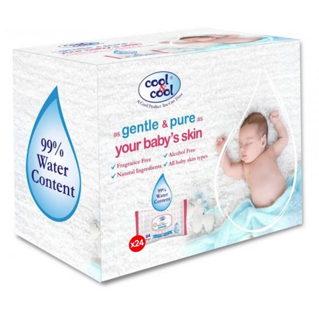 مناديل مبللة للأطفال 64×24 منديل كول اند كول Cool & Cool Baby Water Wipes 64'sx24 Wipes - SW1hZ2U6OTM2MTg0