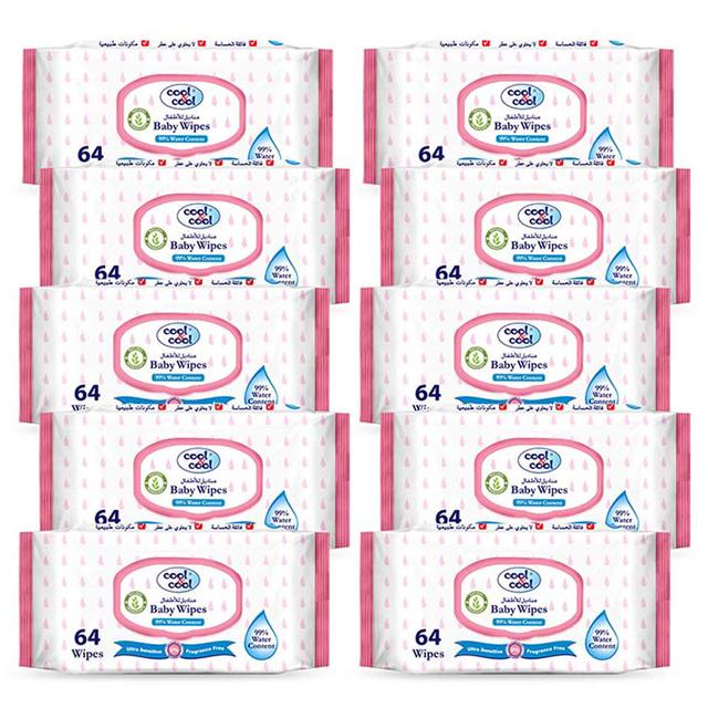 Cool &amp; Cool Cool & Cool - Baby Water Wipes, 64's - Bundle of 10 - SW1hZ2U6OTM1OTEz