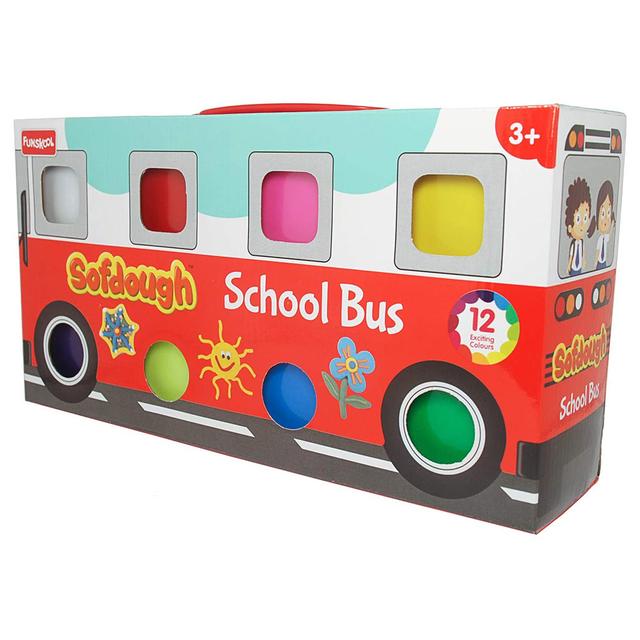 معجون للأطفال 8 علب حافلة المدرسة فونسكول Funskool Sofdough School Bus - SW1hZ2U6OTIxOTg2