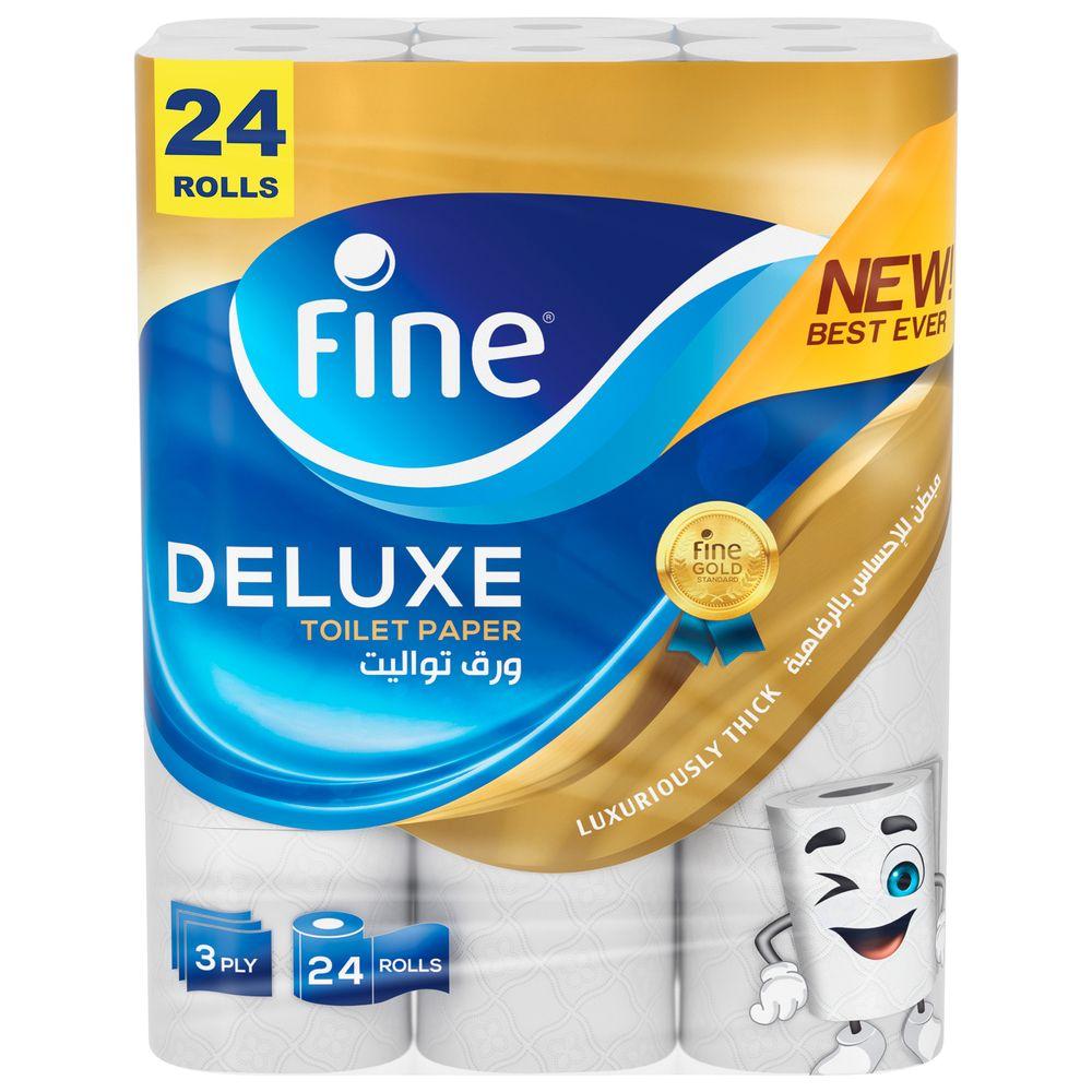 ورق حمام فاين 24 قطعة Fine Deluxe Toilet Paper - Highly Absorbent 3 Ply  24 Rolls - cG9zdDo5Mzc1NTQ=