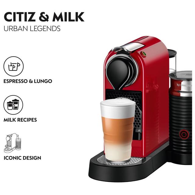 NESPRESSO - CitiZ & Milk Cherry Red Coffee Machine - SW1hZ2U6OTQzNzI4